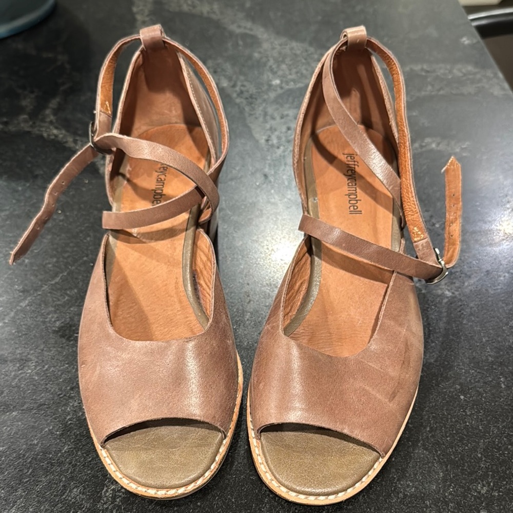 Jeffrey Campbell Brown Peep-Toe Sandals
